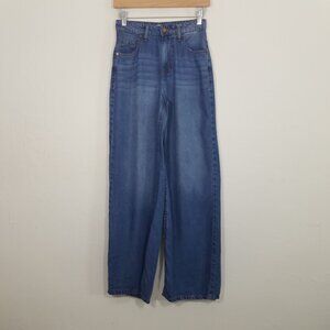 Oat New York Chambray Palazzo High Rise Wide Leg Pants Blue Size 2/26